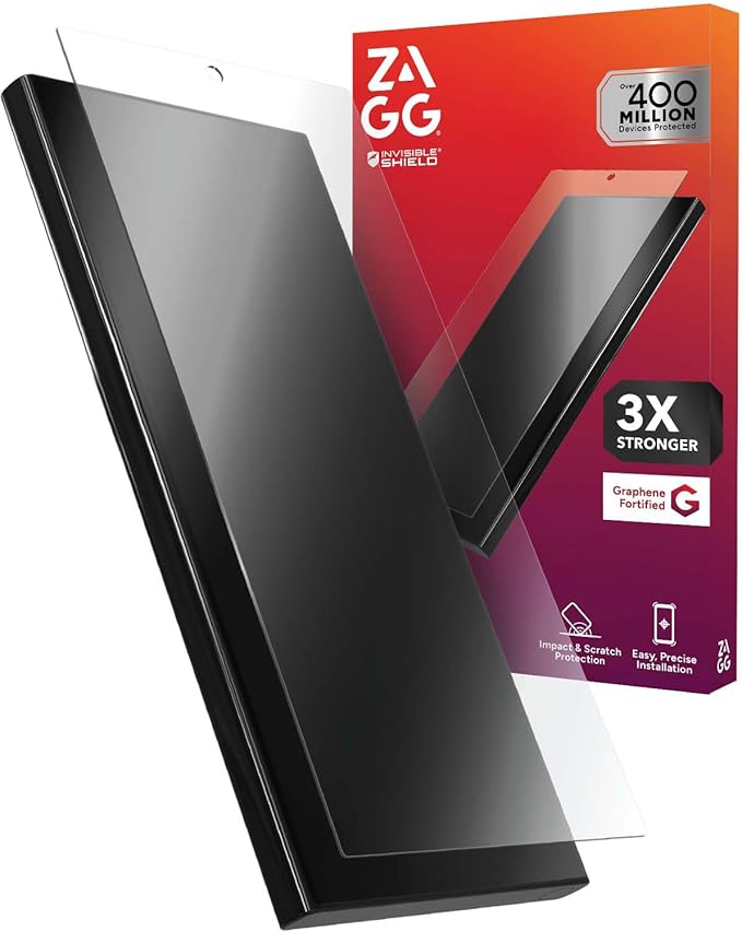 ZAGG Glass+ Samsung Galaxy S25 Ultra Screen Protector – Extreme Impact & Shatter Protection, Scratch-Resistant, Smudge-Resistant, Fingerprint Scanner Compatible, InvisibleShield, Easy Installation