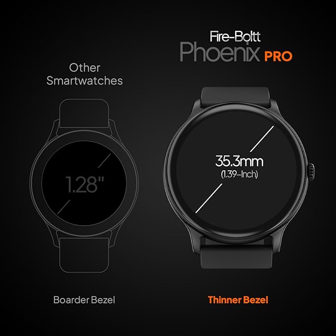 Fire-Boltt Phoenix Pro 35.3mm (1.39 inch) Bluetooth Calling Smart Watch, AI Voice Assistant, Metal Body with 120+ Sports Modes, SpO2, Heart Rate Monitoring (Black).