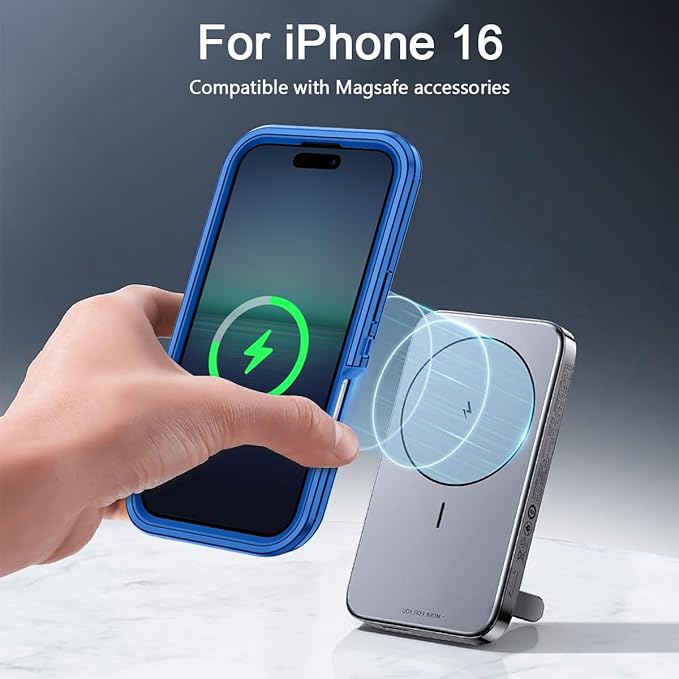 for iPhone 16 Case [Compatible with MagSafe] Shockproof 3-Layer Full Body Protection [Without Screen Protector] Rugged Heavy Duty Cover Case for Apple iPhone 16 6.1",Sea Blue