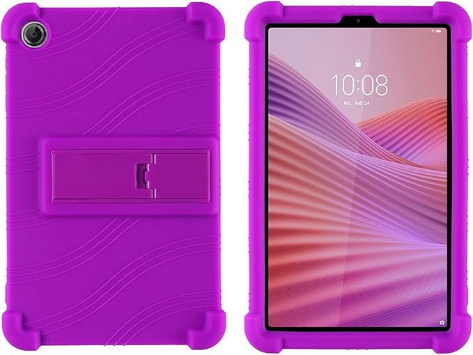 Case for Lenovo Tab One 8.7 Inch Tablet 2025 (TB305FU), Kids Friendly Soft Silicone Adjustable Stand Cover for Lenovo Tab K9 Tablet 8.7 inch Tablets (Purple)