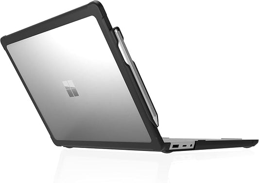 STM Dux Case for Microsoft Surface Laptop 13.5" (6th Edition) – Rugged Slim Protective Shell with Transparent Back, Non-Slip Feet, Open-Hinge Cooling, TPU Clip-On Design – Full Port Access - Black