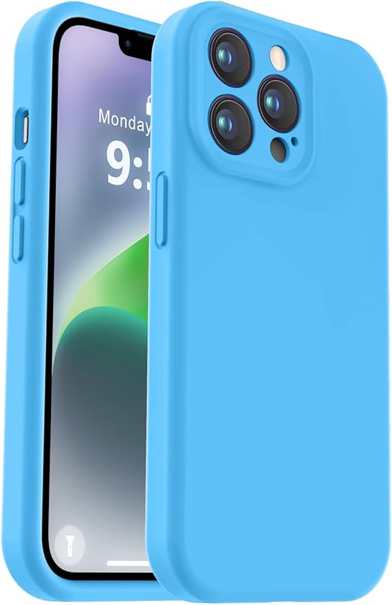 Vooii Compatible with iPhone 13 Pro Case, Liquid Silicone Upgrade [Camera Protection] [Soft Anti-Scratch Microfiber Lining] Shockproof Phone Case for iPhone 13 Pro 6.1 inch - Blue