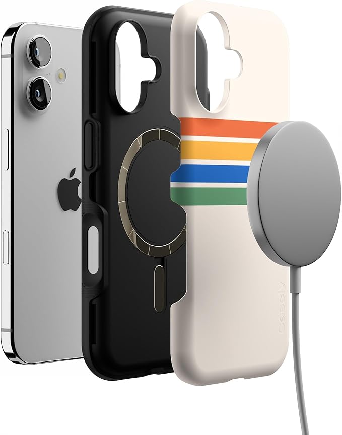 Casely iPhone 17 Case | Totally Groovy | Rainbow Stripes Color Block | Bold Protective Design | Compatible with MagSafe