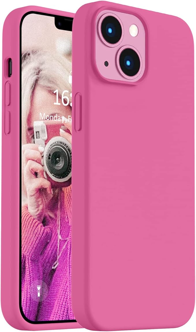 Vooii Compatible with iPhone 14 Case,[Silky Touch Premium Liquid Silicone] [Soft Anti-Scratch Microfiber Lining], Ultra Slim Shockproof Protective Case for iPhone 14 - Pitaya
