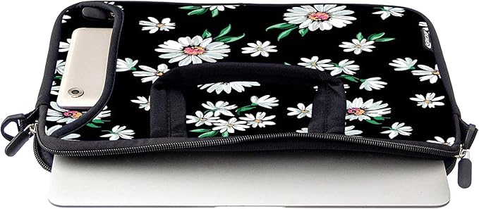 RICHEN 14 15 15.4 15.6 inch Laptop Shoulder Bag Messenger Bag Notebook Handle Sleeve Neoprene Carrying Travel Case with Accessories Pocket (14-15.6 inch, Daisy)