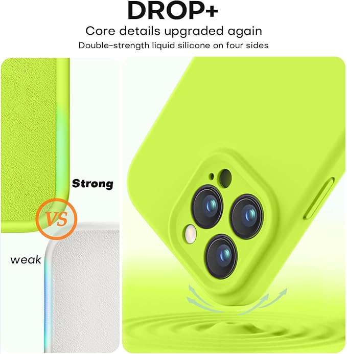 Vooii Compatible with iPhone 15 Pro Case, Upgrade Liquid Silicone, [Camera Protection] [Soft Anti-Scratch Microfiber Lining] Shockproof Phone Case for iPhone 15 Pro 6.1 inch - Fluorescent Green
