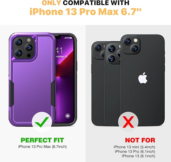 Diaclara Designed for iPhone 13 Pro Max Case, [with Privacy Screen Protector] [Anti Spy] [Military Grade Drop Protection] Heavy Duty Full-Body Shockproof Phone Case, Purple