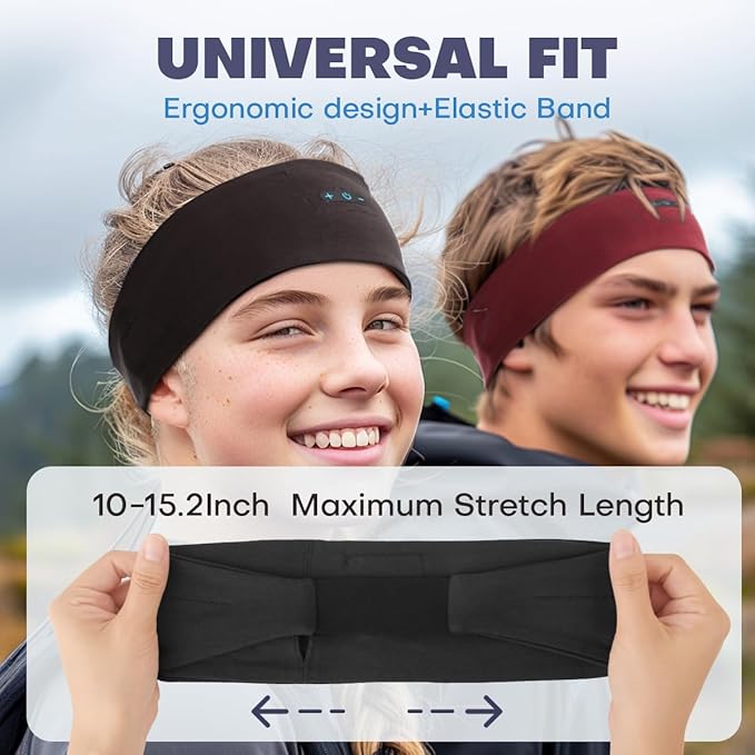 Sleep Headphones Bluetooth Headband for Side Sleeper, 17 Hours Playtime, Wireless Headband Headphones with HD Stereo Speakers for Workout,Running,Yoga, Ideal Gifts for Men, Women, Teens, Black