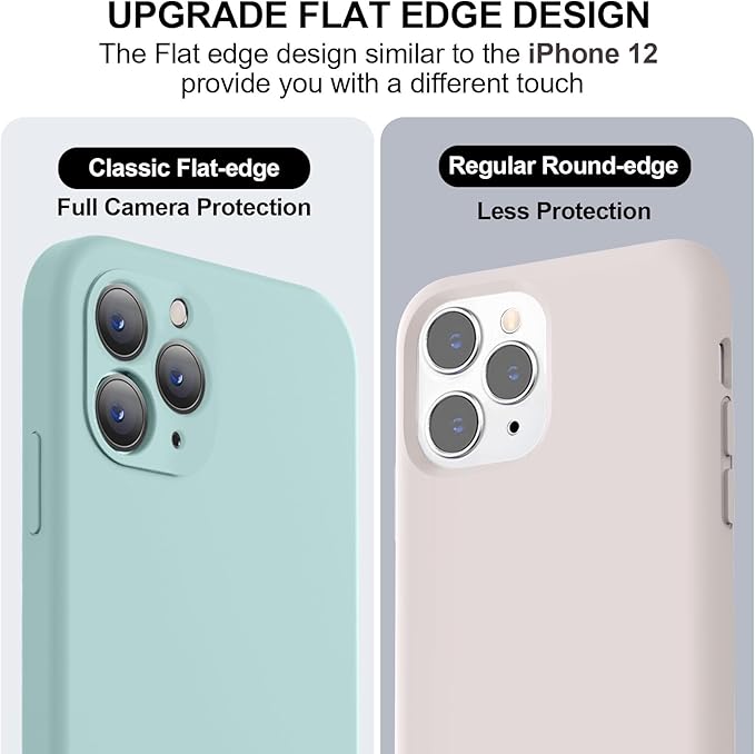 Vooii Compatible with iPhone 11 Pro Max Case, Upgraded Liquid Silicone with [Flat Edges] [Camera Protection] [Soft Anti-Scratch Microfiber Lining] Phone Case for iPhone 11 Pro Max - Mint