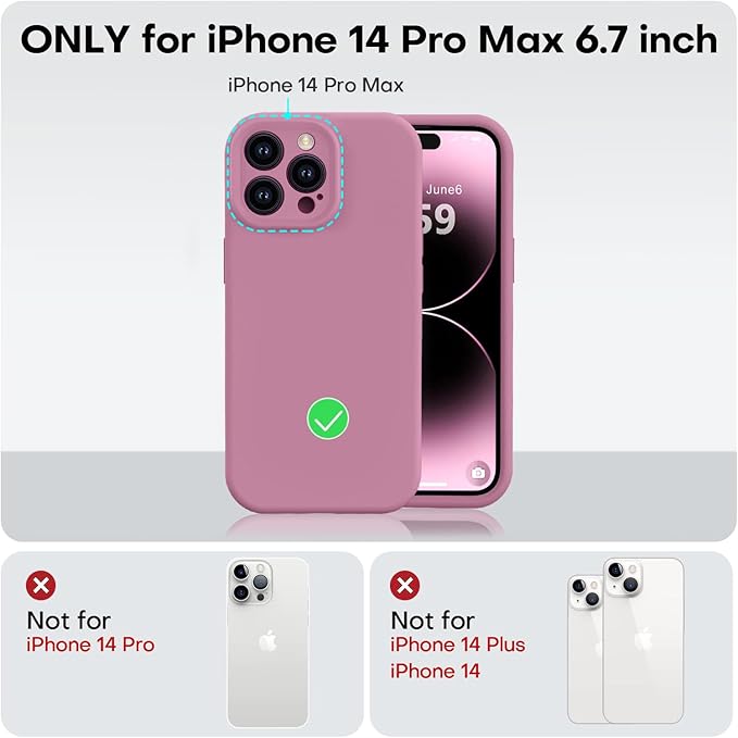 Vooii Compatible with iPhone 14 Pro Max Case, Liquid Silicone Upgrade [Camera Protection] [Soft Anti-Scratch Microfiber Lining] Shockproof Phone Case for iPhone 14 Pro Max 6.7 inch - Lavender Purple