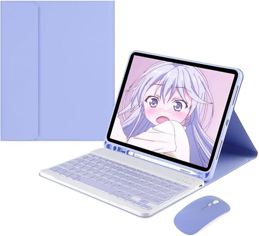 Keyboard Case Mouse for Galaxy Tab A7 10.4 inch 2022/2020 Model (SM-T509 T500 T503 T505 T507), Detachable Cute Color Keyboard Case,Purple