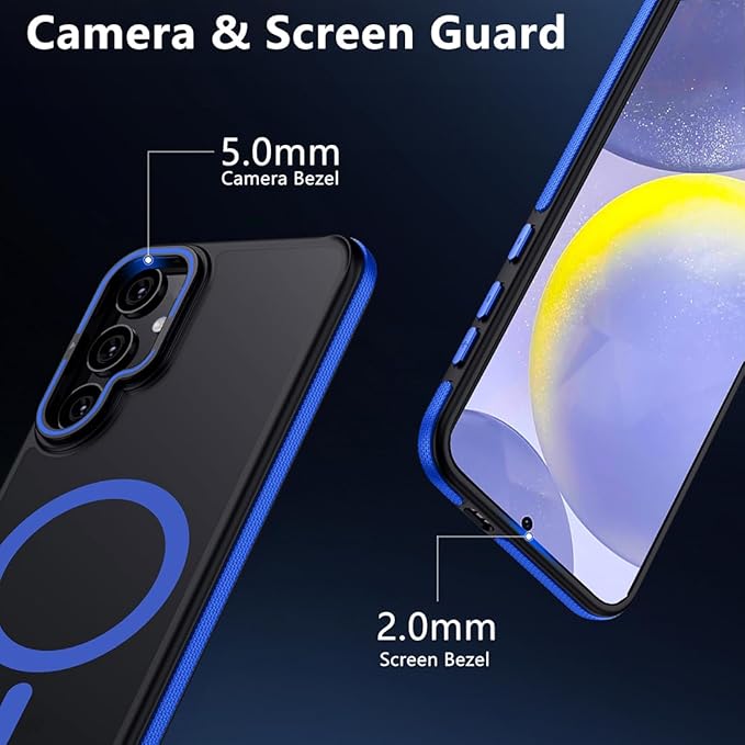 TIANNIUKE for Samsung Galaxy S24 Case, Compatible with MagSafe, Anty-Slip Grip,Military-Grade Protective, Adjustable Kickstand Phone Case, Magnetic Case (Blue)