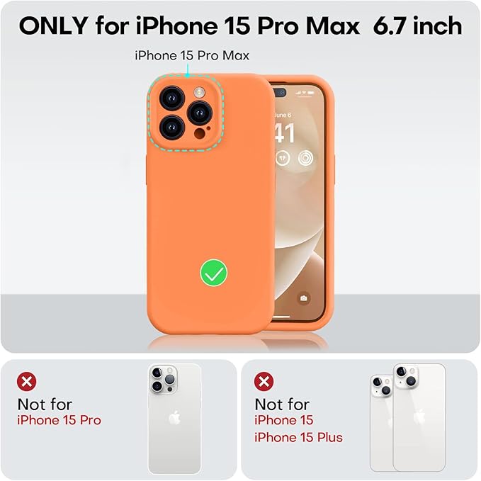 Vooii Compatible with iPhone 15 Pro Max Case, Upgraded Premium Silicone, [Camera Protection] [Soft Anti-Scratch Microfiber Lining] Shockproof Phone Case for iPhone 15 Pro Max 6.7 inch - Bright Orange