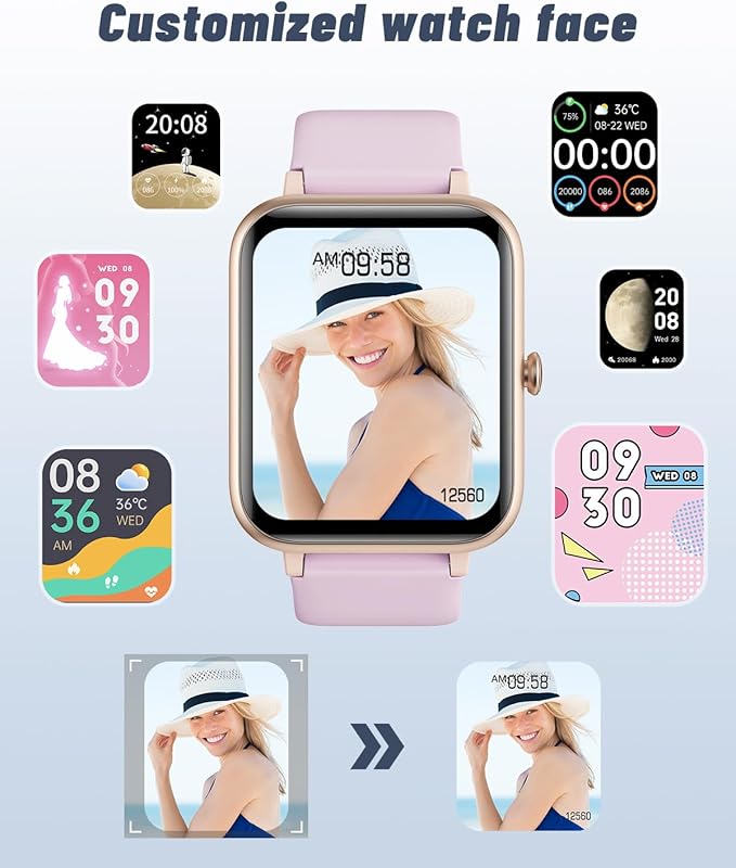 GRV Smart Watch for iOS and Android Phones (Answer/Make Calls), Watches for Men Women IP68 Waterproof Smartwatch Fitness Tracker Watch with Heart Rate/Sleep Monitor Steps Calories Counter (Violet)