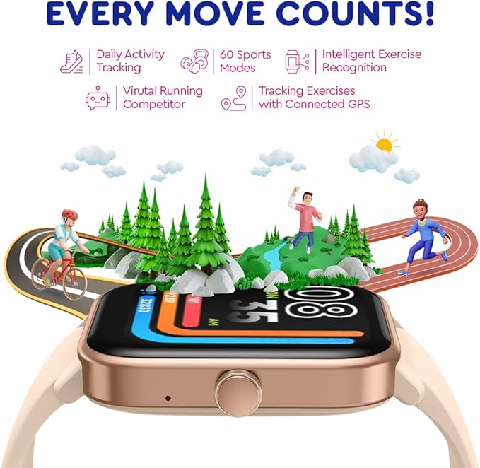 OCTANDRA Ignite VeryFit 1.8" Alexa Built-in Bluetooth Answer Call Smart Watch Fitness Tracker Watches for Men Women (IDW01 BT) (Pink)