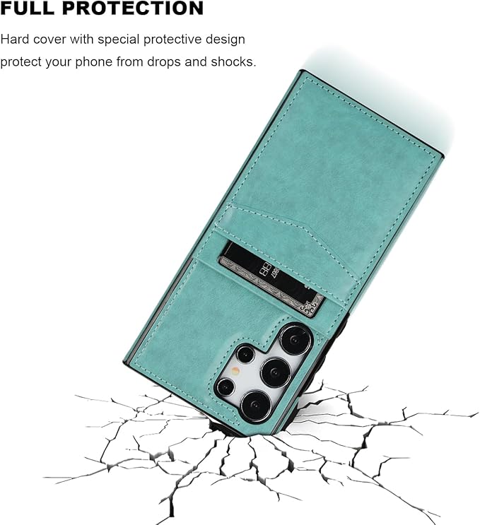 KIHUWEY for Samsung Galaxy S24 Ultra Case Wallet with Credit Card Holder, Flip Premium Leather Magnetic Clasp Kickstand Heavy Duty Protective Cover for Samsung Galaxy S24 Ultra 6.8" (Mint Green)