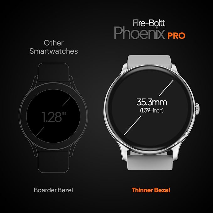 Fire-Boltt Phoenix Pro 35.3mm (1.39 inch) Bluetooth Calling Smart Watch, AI Voice Assistant, Metal Body with 120+ Sports Modes, SpO2, Heart Rate Monitoring. (Silver Grey)