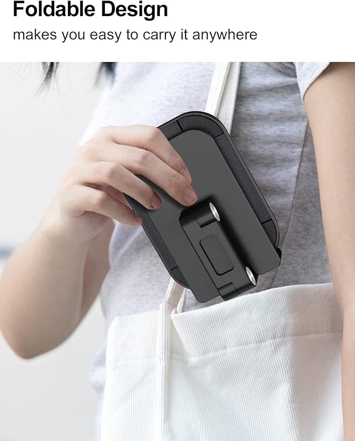 OCYCLONE Phone Stand, Adjustable Height and Angle Foldable Cell Phone Stand Holder for Desk, Taller iPhone Stand Compatible with 4.7"-13" Smartphones iPad Tablet, Black