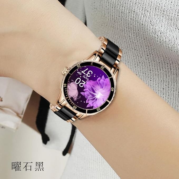 Stylish Casual smartwatch, Sports Women's Watch, Fitness Tracker, Wireless Talk/Answer/Reject, Music, DIY Dialing, for Lovers/Relatives/Friends (Black)