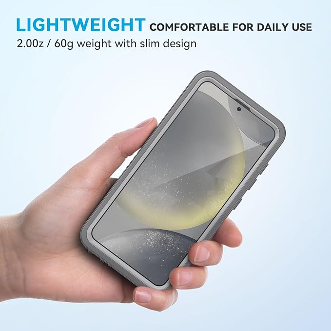 Lanhiem for Samsung Galaxy S24+ Plus Phone Case, IP68 Waterproof Dustproof Case with Built-in Screen Protector, Rugged Full Body Shockproof Protective Cover for Galaxy S24 Plus 6.7 Inch, Marble Gray