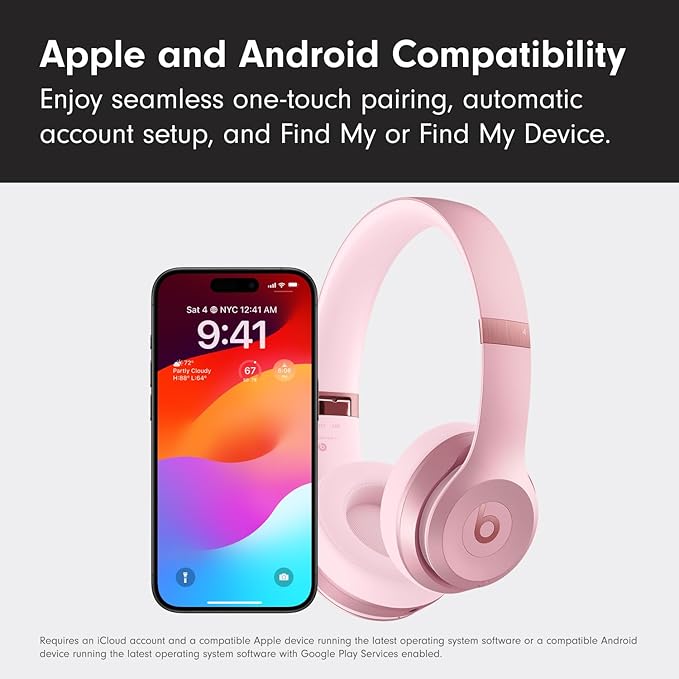 Beats Solo 4 - Wireless Bluetooth On-Ear Headphones, Apple & Android Compatible, Up to 50 Hours of Battery Life - Metallic Pink