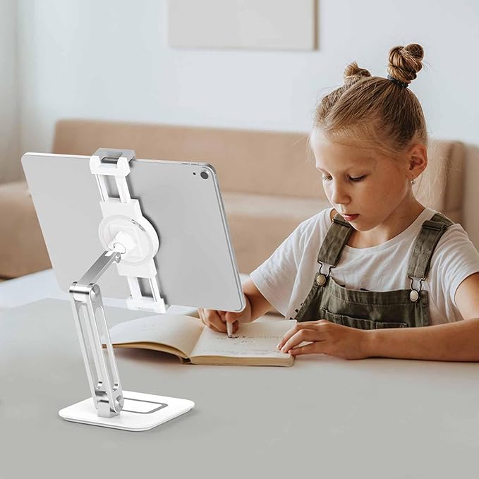 Tablet Stand,Phone Stand,Adjustable Height and Angle Folding Aluminum,Suitable for Desktop use, Compatible with 4.7-12.9" Tablet,Phone,iPads & More,VC-Z1718(1Packs,Silvery)