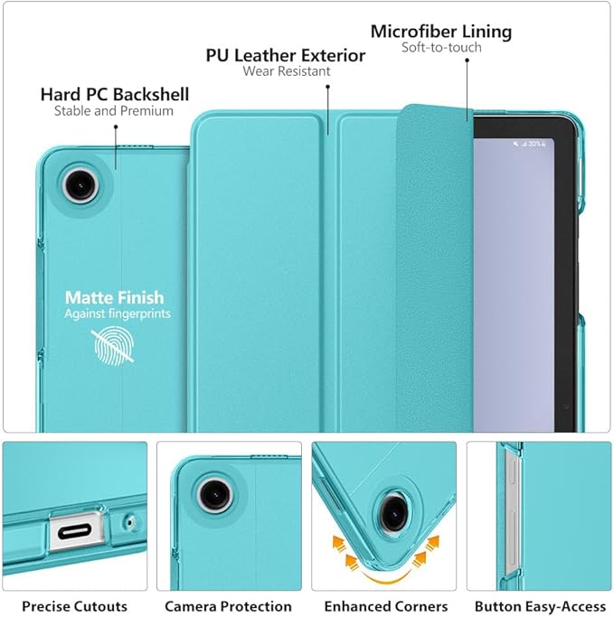 MoKo Case for Galaxy Tab A9+/A9 Plus 11 inch 2023, Slim Stand Protective Smart Cover with Hard PC Translucent Back Shell for Tab A9 Plus Tablet (SM-X210/X216/X218), Auto Wake/Sleep, Azure