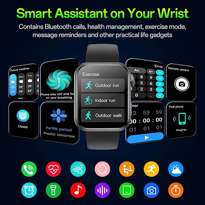 Smart Watches for Men Women (Answer/Make Calls), 1.91'' TFT HD Screen, 100+ Sports Modes Fitness Tracker, Heart Rate/Blood Oxygen/Sleep Monitor, IP67 Waterproof for Android/iOS, Rose Gold