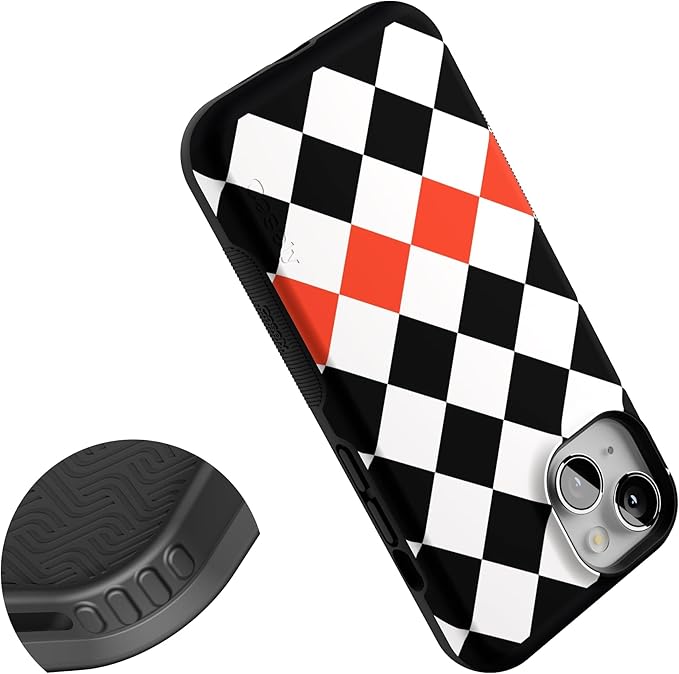 Casely iPhone 14 Case | Checkerboard | High Contrast Design | Compatible with MagSafe | Bold Protective Design
