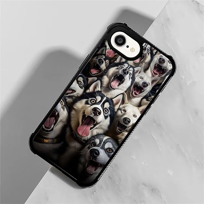 Compatible with iPhone 16e Case,Husky Family Phone Cover for Men/Women,Soft TPU Anti-Skid Thread and Four Corner Anti-Collision Protection Case Compatible with iPhone 16e 6.1inch