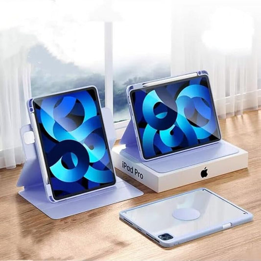 Vertical Case for iPad Air 11 Inch (M3/M2)/Air 5th/4th Generation, Magnetic Case for iPad Air 7th/6th Gen with Pencil Holder,It can Hold Keyboard,Rotatable Detachable Smart Cover (Lavender)