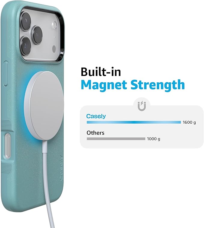 Casely iPhone 17 Pro Case | Aquamarine | Ocean Blue Shimmer | Compatible with MagSafe | Bold Protective Design