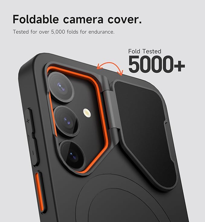 SURITCH for Samsung Galaxy S25 Phone Case, Magnetic Shockproof Bumper Case Slim Protective Cover with Camera Cover & Adjustable Metal Kickstand for Galaxy S25 (2025)-Black