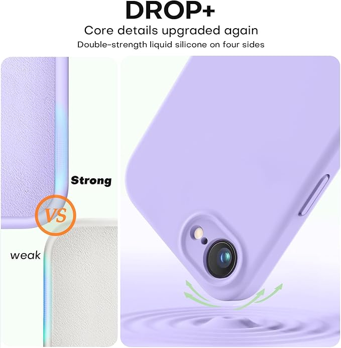 Vooii Compatible with iPhone 16e Case, Liquid Silicone Upgrade [Camera Protection] [Soft Anti-Scratch Microfiber Lining] Shockproof Phone Case for iPhone 16e 6.1 inch - Light Purple