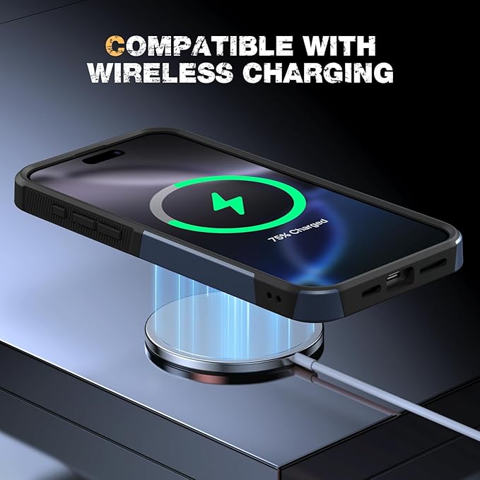 Diaclara Designed for iPhone 16 Pro Max Case, [with Privacy Screen Protector] [Anti Spy] [Military Grade Drop Protection] Heavy Duty Full-Body Shockproof Phone Case, Magnetic Blue