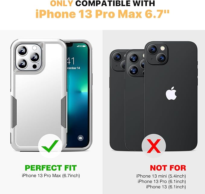 Diaclara Designed for iPhone 13 Pro Max Case, [with Privacy Screen Protector] [Anti Spy] [Military Grade Drop Protection] Heavy Duty Full-Body Shockproof Phone Case, White