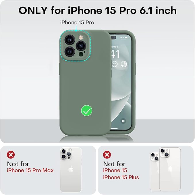 Vooii Compatible with iPhone 15 Pro Max Case, Upgraded Premium Silicone, [Camera Protection] [Soft Anti-Scratch Microfiber Lining] Shockproof Phone Case for iPhone 15 Pro Max 6.7 inch - Cypress