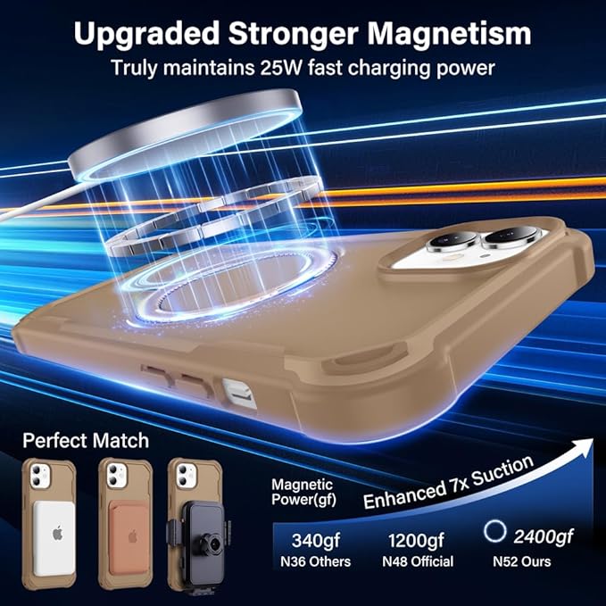 Designed for iPhone 12 & 12 Pro Case with Magnetic Stand [Military Drop Protection][Compatible with Magnet] Shockproof 12 & 12 Pro Phone Case with Ring Holder, Khaki