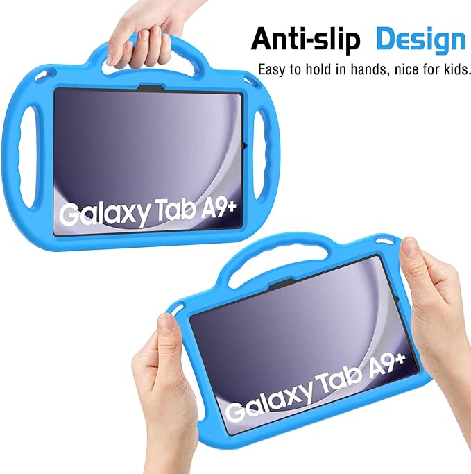 AVAWO Kids Case for Samsung Galaxy Tab A9+/A9 Plus 11 Inch 2023 Case, with Strap, Shockproof Lightweight Handle Stand 2023 Model (SM-X210/X216/X218) with Lanyard, Blue