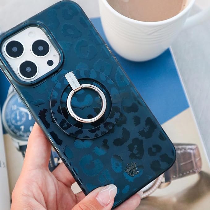 VELVET CAVIAR Case for iPhone 17 | Compatible with MagSafe | 10ft Drop Tested | Protective Designer Cases | Metallic Navy Leopard