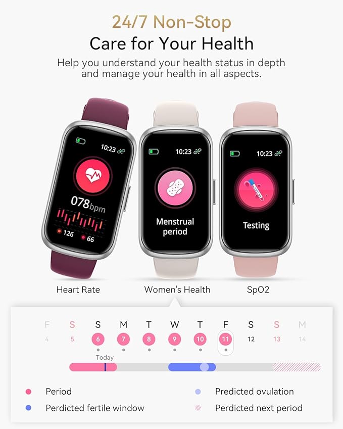 Fitness Trackers for Women/Men, Smart Watches for Women with Sport Activity Tracker, Fitness Watch with Heart Rate, Blood Oxygen Monitor, Sleep Tracker, IP68 Android Smart Watch with 4 Straps, Gift