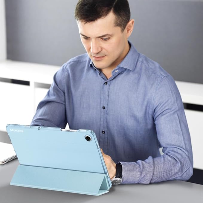 MoKo Case for Galaxy Tab A9+/A9 Plus 11 inch 2023, Slim Stand Protective Smart Cover with Hard PC Translucent Back Shell for Tab A9 Plus Tablet (SM-X210/X216/X218), Auto Wake/Sleep, Sky Blue