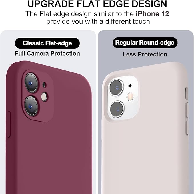 Vooii Compatible with iPhone 11 Case, Upgraded Liquid Silicone with [Flat Edges] [Camera Protection] [Soft Anti-Scratch Microfiber Lining] Phone Case for iPhone 11 6.1 inch - WineRed