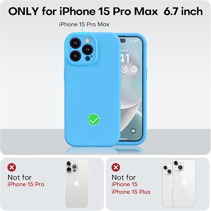 Vooii Compatible with iPhone 15 Pro Max Case, Upgraded Premium Silicone, [Camera Protection] [Soft Anti-Scratch Microfiber Lining] Shockproof Phone Case for iPhone 15 Pro Max 6.7 inch - Blue
