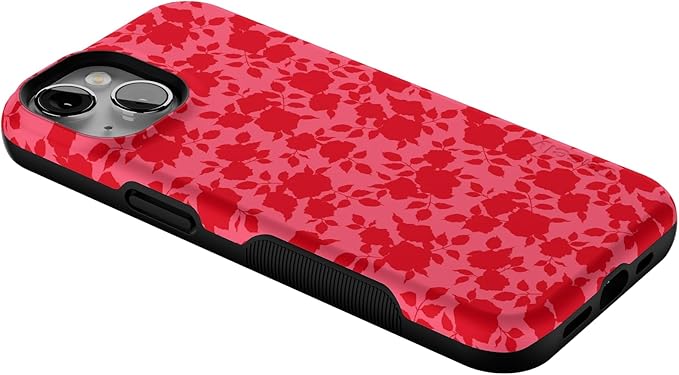 Casely iPhone 14 Case | Rose Garden | Red Floral Aesthetic | Compatible with MagSafe | Bold Protective Design