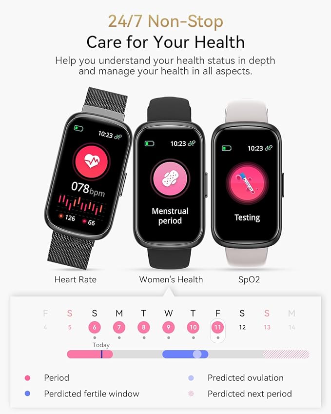 Activity & Fitness Tracker, 24/7 Heart Rate Monitor Smart Watches for Women/Men, Fitness Watches for Women/Men with Step Tracker and Sleep Tracker, IP68 Waterproof Watch for Android Phones/iPhones