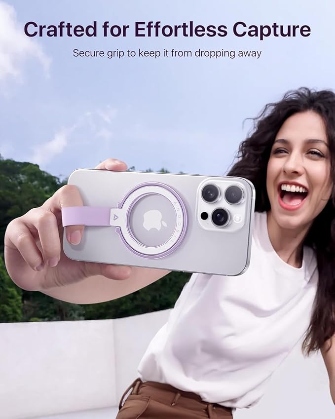 andobil [2025 Unrivaled Stability] Magnetic Phone Grip Holder for MagSafe Ring Stand Holder Kickstand Compatible with MagSafe Accessories for iPhone 17 Air 16 Pro Max Plus 15 14 13 12&Android, Purple