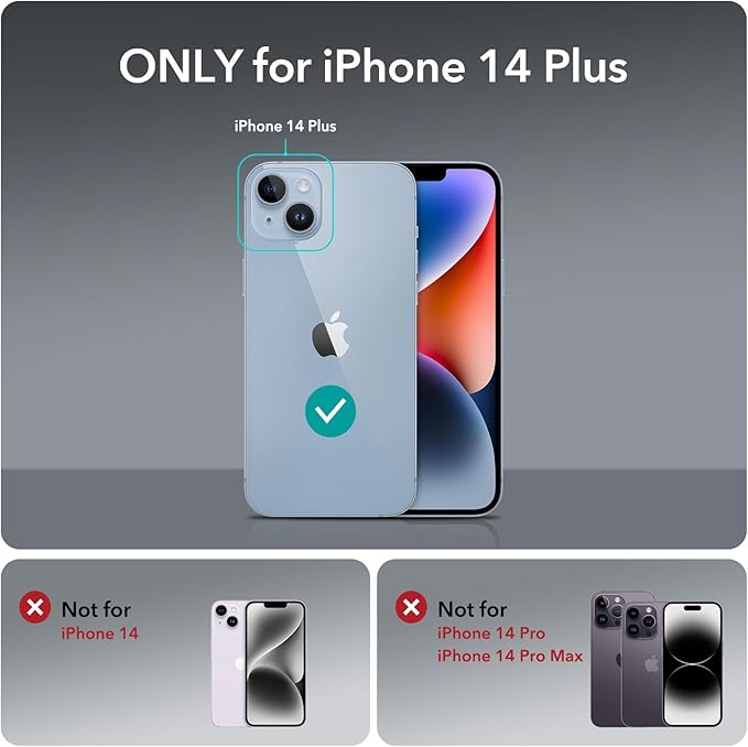 ESR for iPhone 14 Plus Case, Compatible with MagSafe, Built-in Camera Ring Stand, Military-Grade Protection, Magnetic Phone Case for iPhone 14 Plus, Classic Kickstand Case (HaloLock), Clear