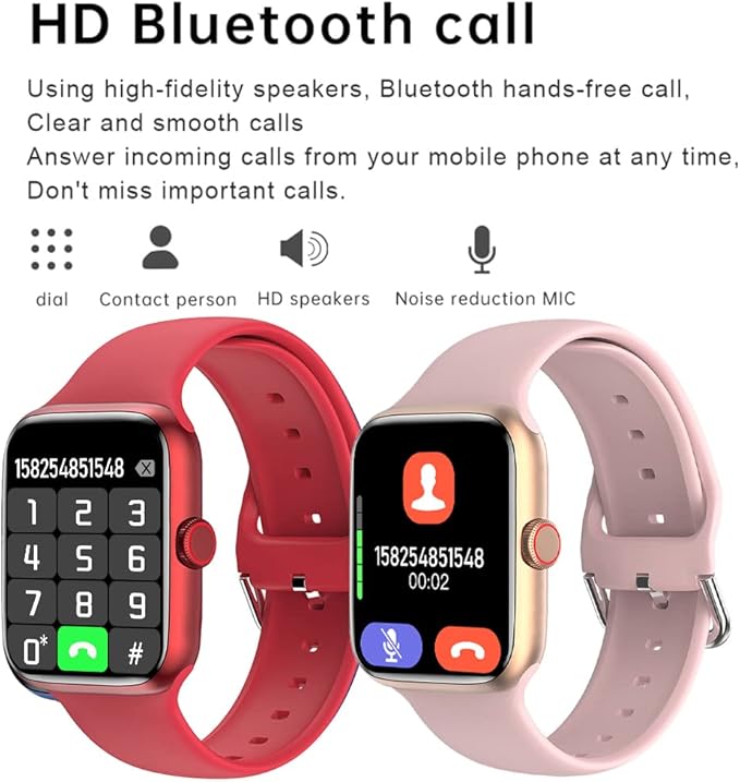 Smart Watch for Men Women Compatible Android iOS iPhone, 2.09" Touch Screen Fitness Tracker Smartwatch with Call/SMS/Sleep Monitor/Pedometer Two Sport Bands (Pink)