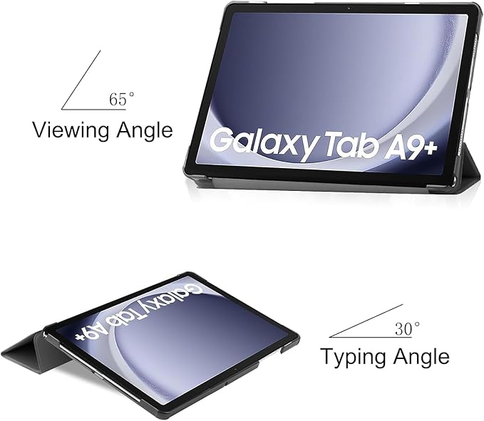 Cover for Samsung Galaxy Tab A9 Plus 11 inch Case Cover, Smart Flip Case Cover for Samsung Galaxy Tab A9+ 11 inch Translucent Back with Stylus Pen, Marble Green